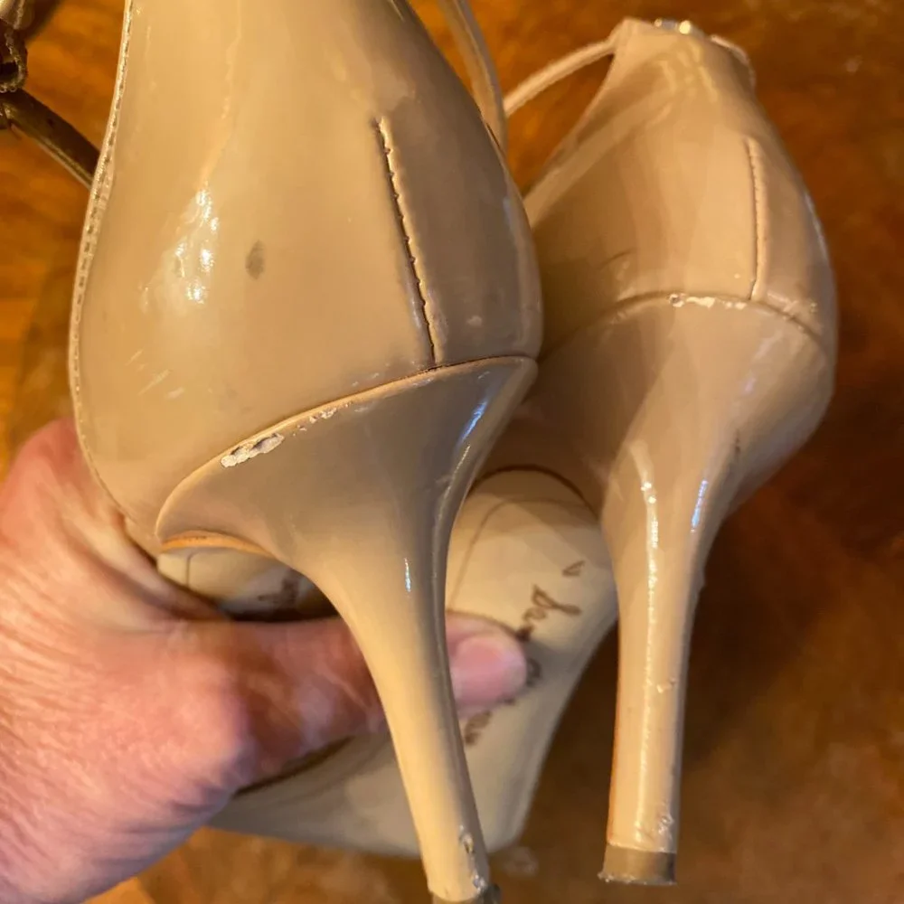 Sam Edelman Beige Patent Leather Strappy Heels size 7 - Picture 7 of 7